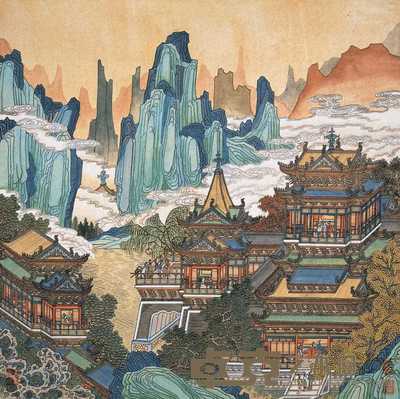 黄秋园 仙山楼阁 镜心 67.5×67.5cm